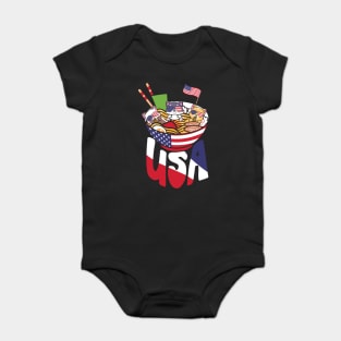 Ramen Cats US Flag 4th July Baby Bodysuit